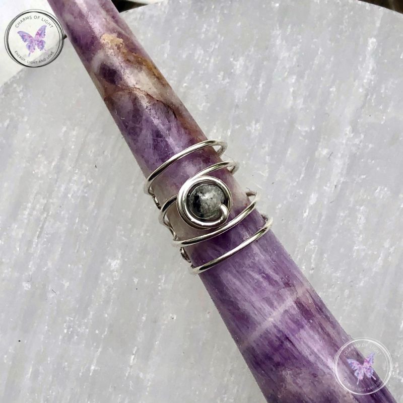 Tourmaline Quartz Silver Banded Ear Cuff